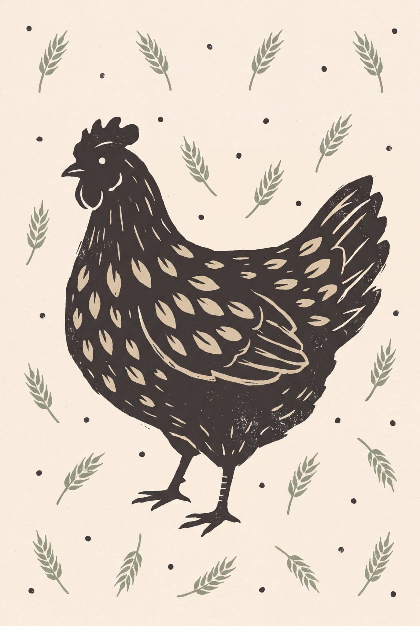 Linocut hen — The Modern Farmhouse Kit printable wall art print