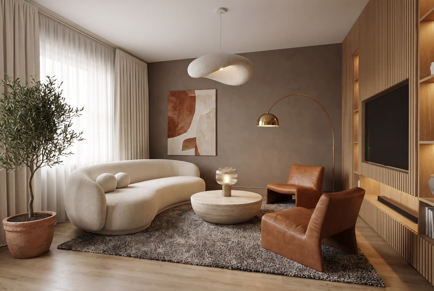 The same room at Full redesign intensity — Walls and windows stay. The furniture goes.