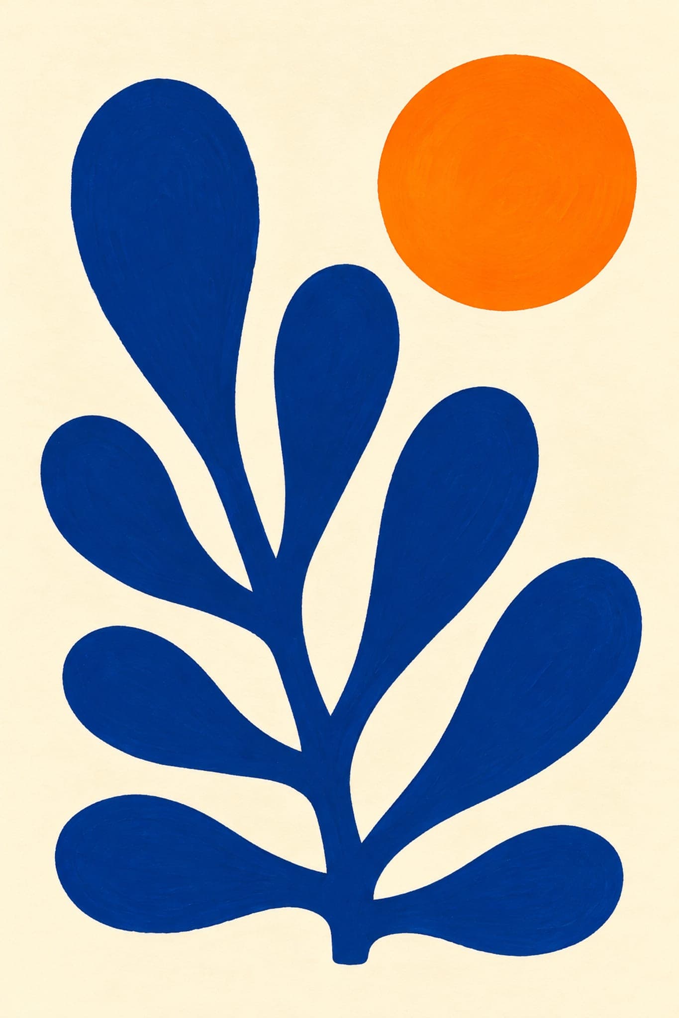 Blue leaves and orange sun — The Dopamine Art Collection printable wall art print