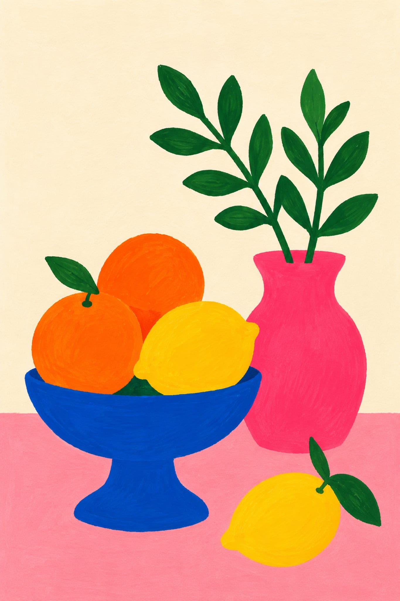 Citrus bowl and pink vase — The Dopamine Art Collection printable wall art print