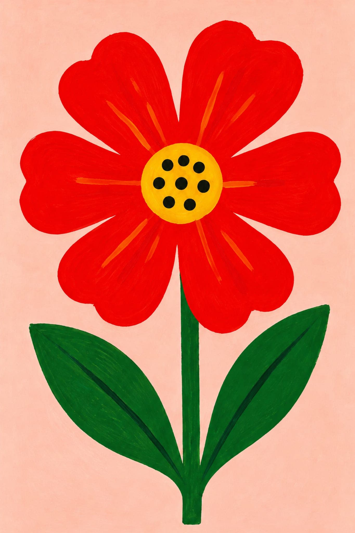 Red flower on blush pink — The Dopamine Art Collection printable wall art print