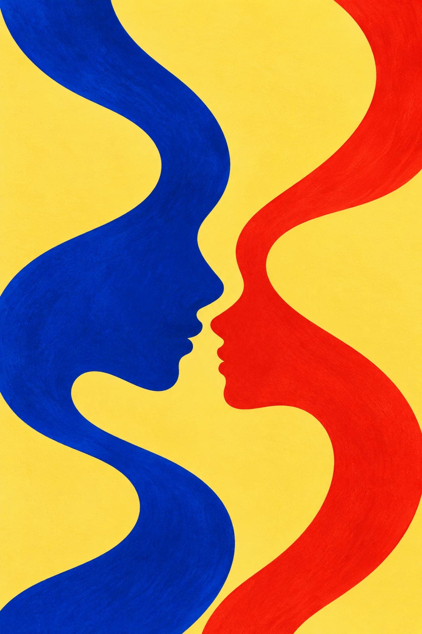Two profiles in a kiss — The Dopamine Art Collection printable wall art print