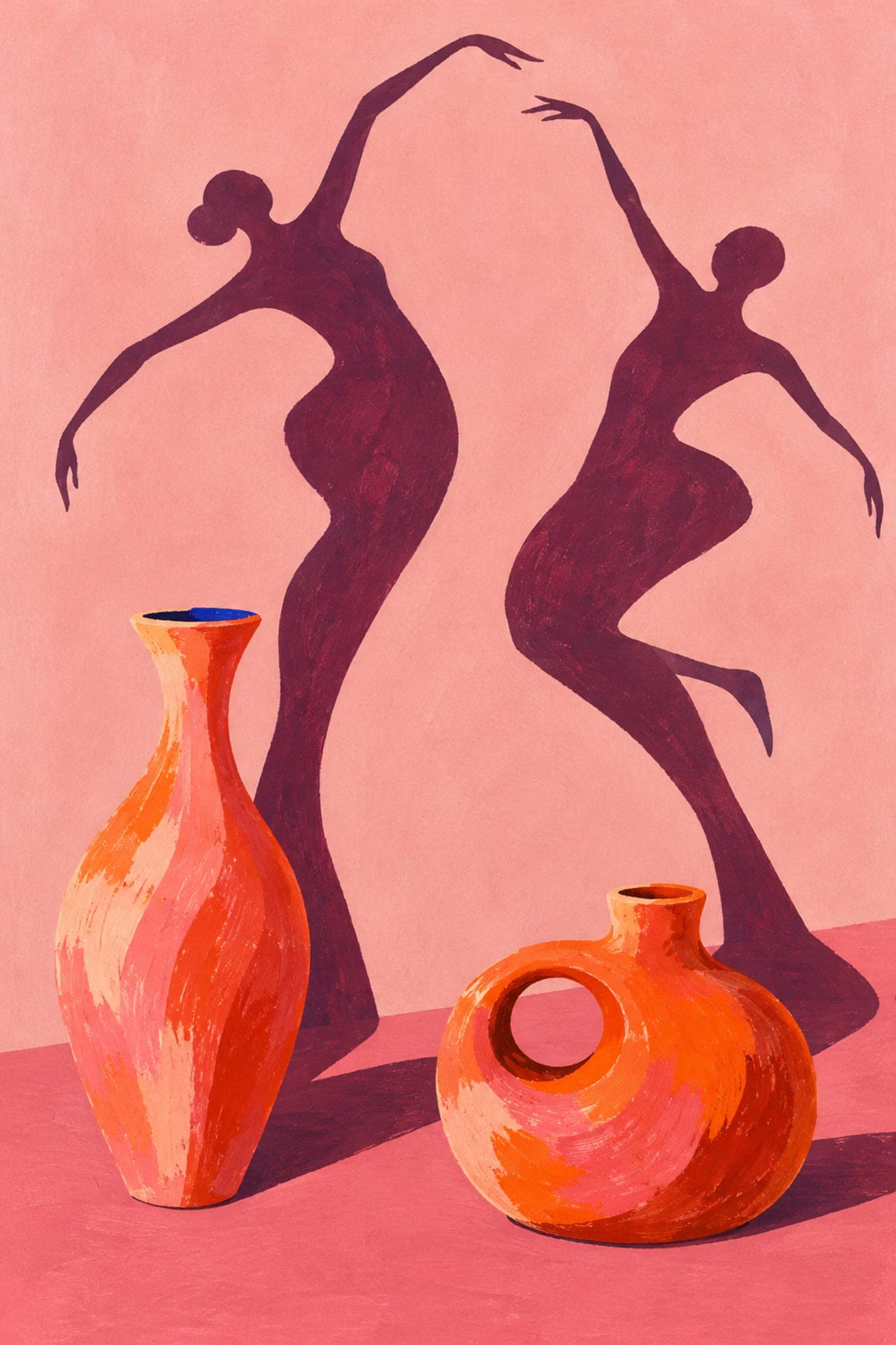 Two vases and their dancing shadows — The Dopamine Art Collection printable wall art print