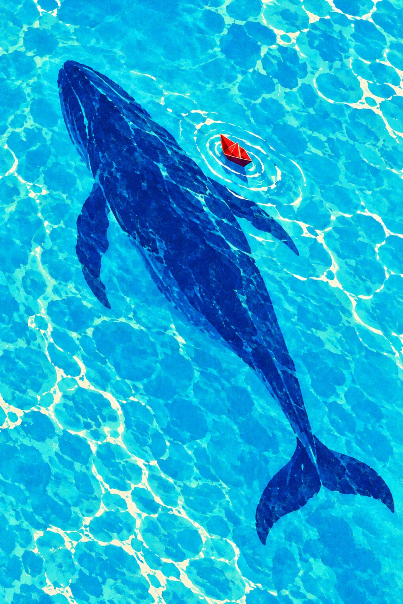Paper boat over a whale's shadow — The Dopamine Art Collection printable wall art print