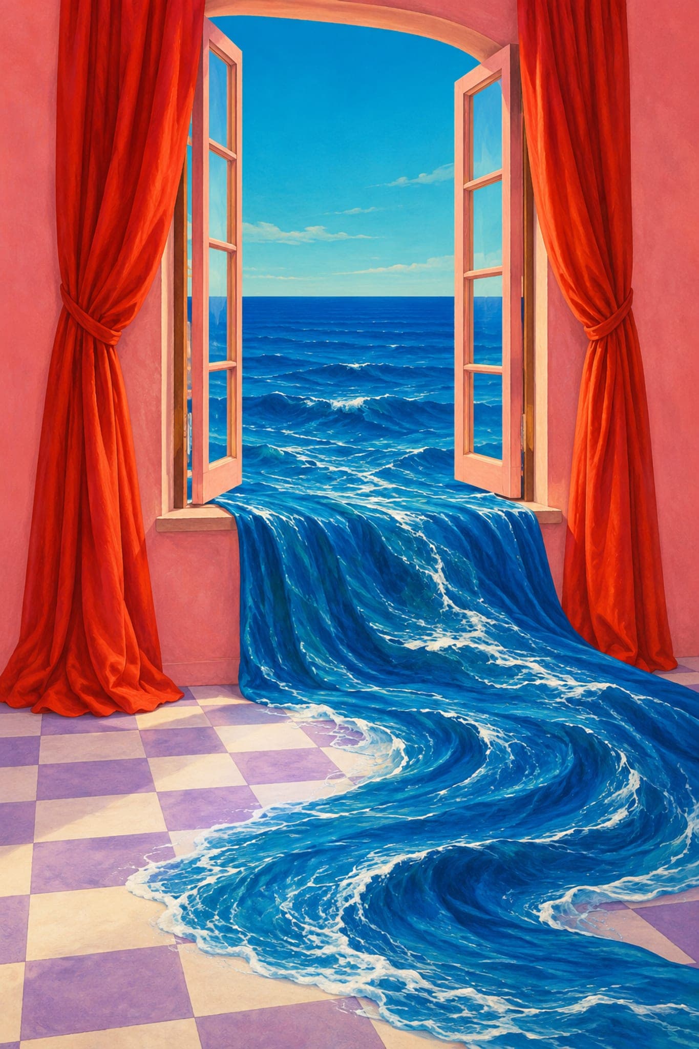 The ocean pouring through a window — The Dopamine Art Collection printable wall art print