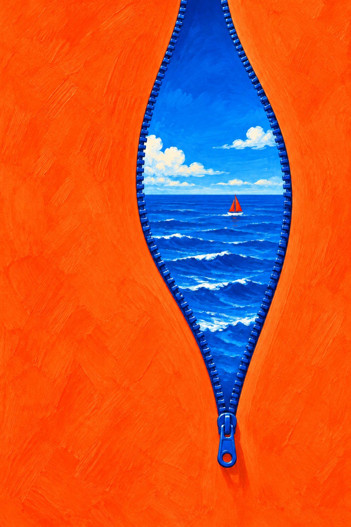 A zip opening onto the ocean — The Dopamine Art Collection printable wall art print