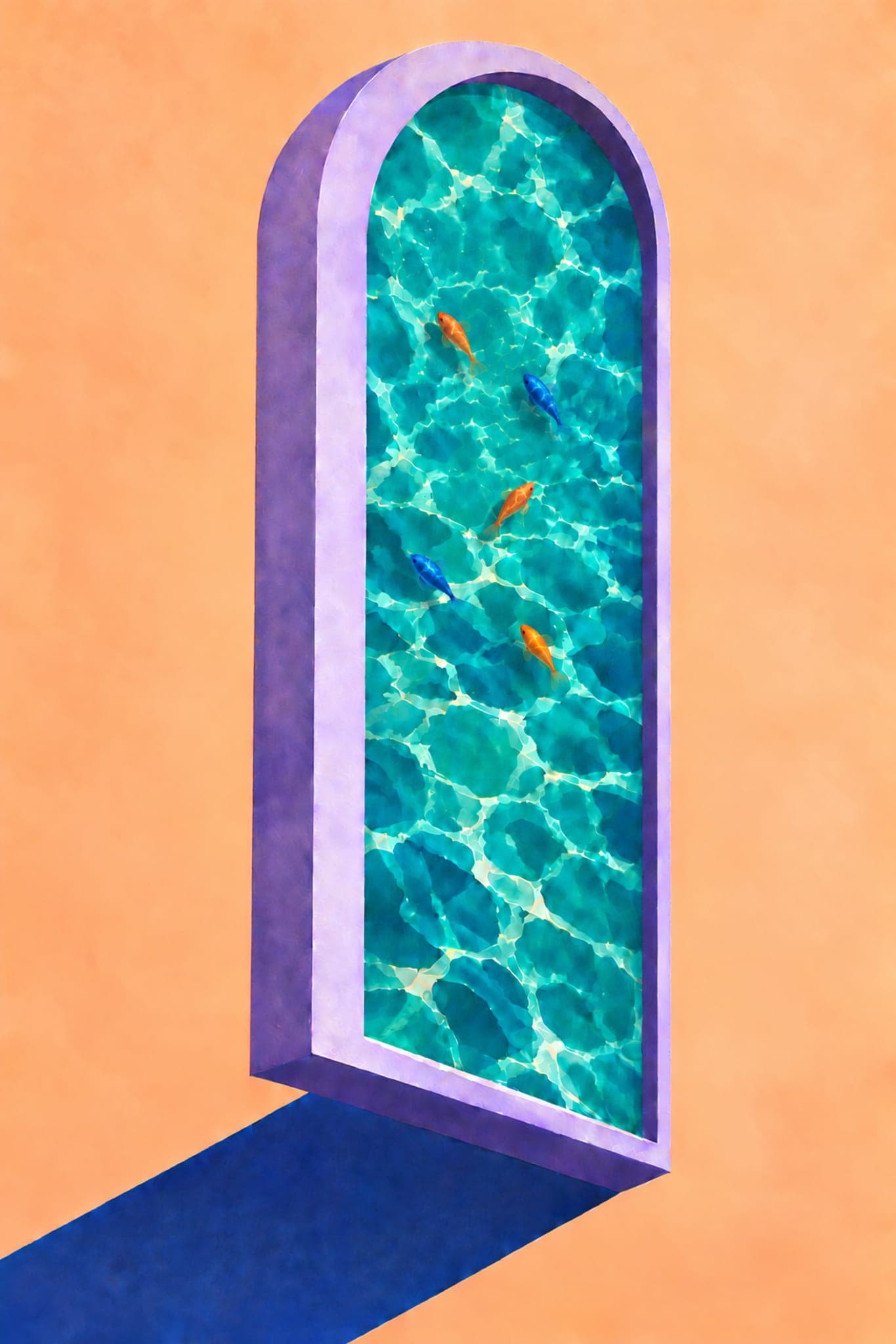 Water portal with two fish — The Dopamine Art Collection printable wall art print